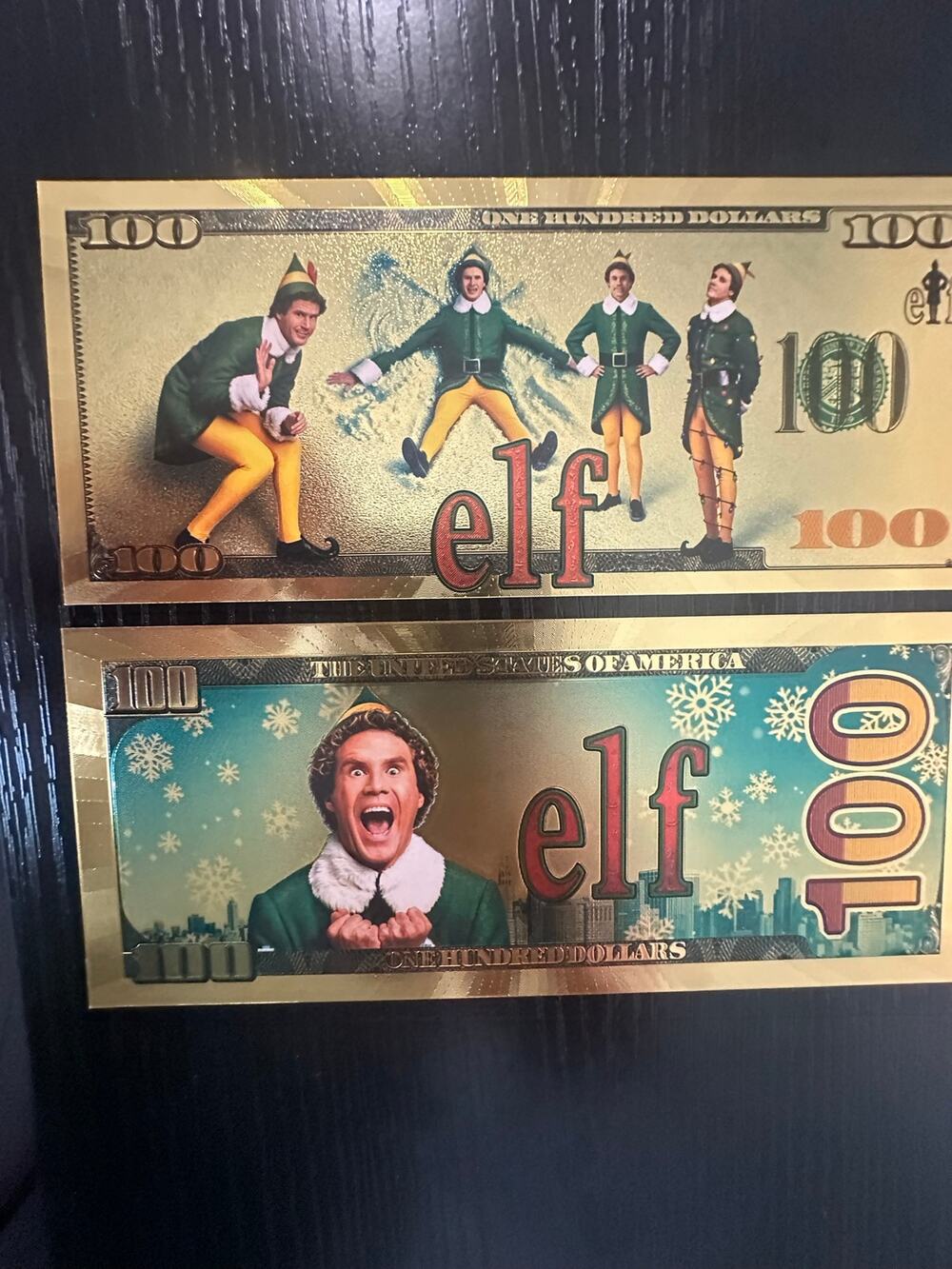 Elf Buddy Will Ferrell Gold Foil Novelty Note Christmas Movie Collectible